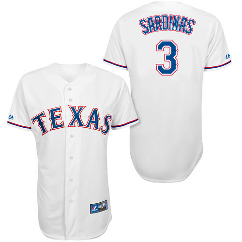 Luis Sardinas #3 Youth Baseball Jersey-Texas Rangers Authentic Home White Cool Base MLB Jersey